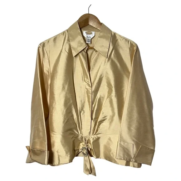 Talbots Womens Pure Silk Blouse Plus Size 16 Rhinestone Charm Dinner Evening - Picture 5 of 5